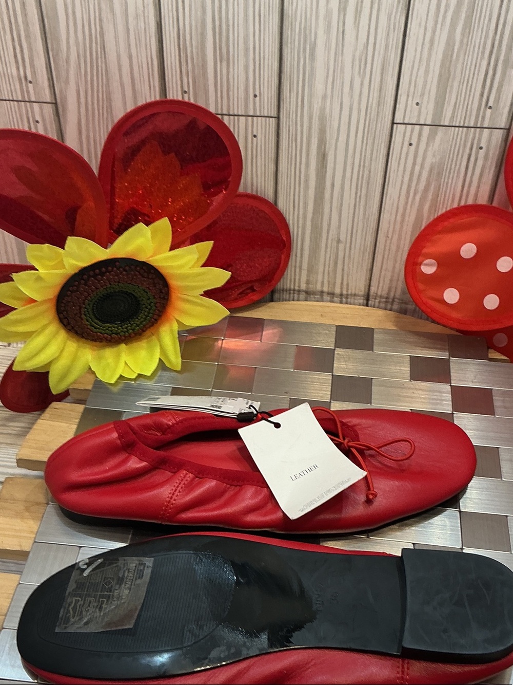 Mango Red Leather Ballet Flats - Picture 6 of 11